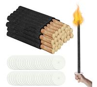 Cecaylie 50 torches de cire de haute qualité, temps de combustion 100 min, torches de cire avec protection pour les mains, avec poignée extra longue, pour enfants amusant pour la randonnée de nuit