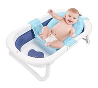 Cecaylie Baignoire BéBé, Baignoire Pliable,Baignoire Bebe avec Détection de Température, Portable Tout-petits,Baignoire BéBé avec Tapis Antidérapant,avec Arrosoir pour bébé, pour Bebe 0-6 Ans,Bleu