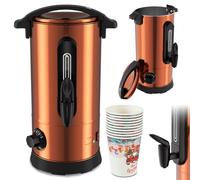 Cecaylie Bouilloire à vin chaud en cuivre de 8 l avec 10 tasses, machine à boissons chaudes en acier inoxydable, avec thermostat, robinet, couleur cuivre