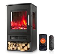 Cecaylie Cheminée électrique avec Chauffage, Chauffage électrique, avec Flammes LED et minuterie, Télécommande WiFi, Thermostat réglable, Chauffage 900W/1800W Feu de cheminée électrique
