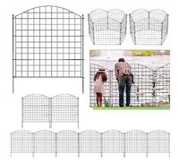 Cecaylie Clôture de Jardin en Métal - 10 Éléments et 12 Barres de Fixation - Pour Chien, Arc Supérieur
