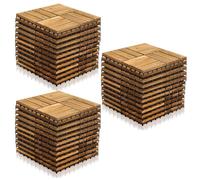Cecaylie Dalles de terrasse en mosaïque d'acacia certifié 22x unités 30x30cm système de clips découpe possible