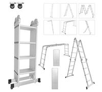 Cecaylie Échelle pliable de 470 cm, en aluminium, multifonction, 7 en 1, 4 x 4 échelons, adaptée comme échelle de maison/de travail