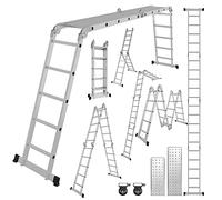 Cecaylie Échelle pliable de 582 cm, en aluminium, multifonction, 7 en 1, 4 x 5 échelons, adaptée comme échelle de maison/de travail