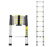Cecaylie Échelle télescopique de 2,6 m - en Aluminium - Extensible - avec Pieds antidérapants - Multifonction - pour Grenier - Portable - Charge maximale : 150 kg