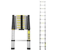 Cecaylie Échelle télescopique de 3,8 m - en Aluminium - Extensible - avec Pieds antidérapants - Multifonction - pour Grenier - Portable - Légère - Charge maximale : 150 kg