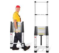 Cecaylie Échelle télescopique de 5 m - En aluminium - Extensible - Avec pieds antidérapants - Multifonction - Pour grenier - Portable - Légère - Charge maximale : 150 kg