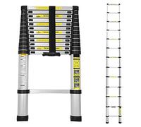 Cecaylie Échelle télescopique en aluminium - 3,8 m - Échelle extensible - Antidérapante - Multifonction - Charge maximale : 150 kg