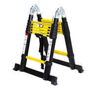 Cecaylie Échelle Télescopique en Aluminium 3,8 m - Pliable, Polyvalente et Stable - Jusqu'à 150 kg - Noir