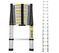 Cecaylie Échelle télescopique en aluminium - 4,4 m - Échelle extensible - Antidérapante - Multifonction - Charge maximale : 150 kg