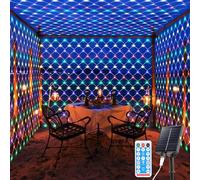 Cecaylie Filet lumineux solaire - 3 x 2 m - 240 LED - Avec télécommande - 8 modes - Fonction de minuterie - Fonction mémoire - IP44 - Convient pour les mariages et autres décorations de vacances -