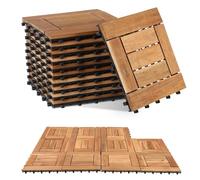 Cecaylie Lot de 33 dalles en bois d'acacia - 7 lattes - 30 x 30 cm - 3 m² - Pour balcon, jardin, terrasse - Revêtement de sol - Simple, rapide et pratique