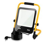 Cecaylie Projecteur de chantier LED 150W 13000LM, Lampe de travail LED Projecteur blanc froid 6000K, avec prise, Lampe de chantier Projecteur de travail avec câble 3M et prise, IP66, Atelier Garage