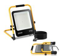 Cecaylie Projecteur de chantier LED 200W 18000LM, Lampe de travail LED avec prise, Projecteur de travail étanche Projecteur de chantier, pour atelier ou chantier, garage, 6000K blanc lumière du jour
