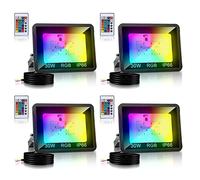 Cecaylie Projecteur RGB Extérieur 30W, Pack de 10 Avec Fonction Mémoire & Télécommande, Spot Couleur 16 Teintes 4 Modes, Etanche IP66 Pour Jardins, Terrasse