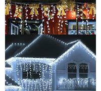Cecaylie Rideaux Lumineux Extérieur, 600LED 15m Guirlande Lumineuse Rideau 8 Modes en Fonction Mémoire,Etanche IP44 Décoration Intérieure/Extérieur de Fenêtre Fête Mariage Noël (Blanc Froid)