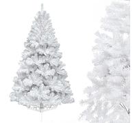 Cecaylie Sapin de Noël artificiel 120 cm blanc en PVC avec support en métal, sapin de Noël artificiel de qualité supérieure avec 200 branches pour l'intérieur et l'extérieur