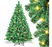 Cecaylie Sapin de Noël Artificiel 150cm avec Lumineux LED, Sapin Artificiel pour Décoration Noël avec Support ARBRE DE NOEL