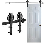 Cecaylie Système de porte coulissante de 183 cm - Kit de ferrures pour porte coulissante Big Wheel - Kit complet de matériel