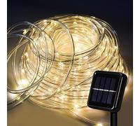 Cecaylie Tuyau lumineux solaire extérieur, 20 m, 100 LED, blanc chaud, étanche, avec 8 modes, pour décoration festive et fêtes en plein air