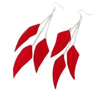 CECE&COLE Boucles d'oreilles en Plumes Boho,Boucles d'oreilles De Mode Rétro,Boucles d'oreilles Longues en Plumes De Style Ethnique,Cadeaux De Bijoux pour Fête De Mariage,Rouge,Long: 12 Cm