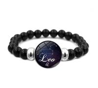 CECE&COLE Bracelet Douze Constellations, Bracelets Élastiques En Perles Naturelles, Bracelets Horoscope Vintage, Bijoux Du Zodiaque Lueur Dans Le Noir Cadeaux Pour Femmes Hommes, Lion, Ajustable