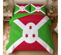 CECE&COLE Burundi Drapeau National Couette Imprimée 200×200 cm 4 Saisons Couette avec 2 Taies d'oreiller | Afrique de l'est Drapeau, Couverture Respirante, Super Douce, pour lit 2 Personne