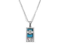 CECE&COLE Collier De Cartes De Tarot Rectangulaire - Pendentif Gris Pour Femmes Pendentif Haute Prêtresse Astrologie Divination Collier Amulette Magique Femmes Hommes Accessoires De Bijoux, 45 Cm
