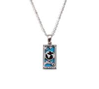 CECE&COLE Collier De Cartes De Tarot Rectangulaire - Pendentif Gris pour Femmes Pendentif Haute Prêtresse Astrologie Divination Collier Amulette Magique Femmes Hommes Accessoires De Bijoux, 45 Cm