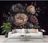 CECE&COLE Papier Peint Luxe Vintage Bouquet Gros Plan | 3D Pivoine Branche De Fleurs Lumière Des Étoiles Peint, 400×280 CM XXL Murale, Salon Chambre à Coucher Maison Décoration