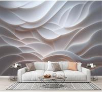 CECE&COLE Papier Peint Panoramique Abstrait Vague 3D Relief, Courbes Et Vagues Lumière Et Ombre | 400×280 CM Poster Geant Mural 3D, Tapisserie Photo Peinture, Papier Peint Fresque pour Salon