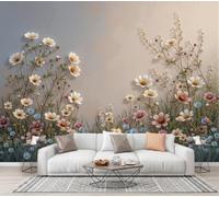 CECE&COLE Papier Peint Panoramique Pastoral Fleurs Plantes Soulagement, Tige De Cosmos Fleur | 450×315 CM