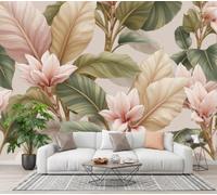 CECE&COLE Papier Peint Plantes Insulaires Exotiques À Feuilles Larges | 3D Feuilles De Bananier Fleurs De Magnolia Peint, 450×315 CM XXL Murale, Salon Chambre à Coucher Maison Décoration