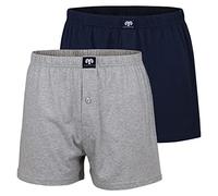 Ceceba Lot de 2 boxers en coton jersey simple pour homme - Bleu marine/rouge à rayures - Avec poche, Bleu marine/gris mélangé, 7XL
