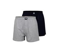 Ceceba Lot de 2 boxers pour homme en coton, jersey simple, bleu marine-rouge, rayé, avec entrejambe, pack de 2, 6XL
