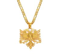 CECECOLEPansr Albanie Aigle Pendentif Colliers pour Hommes Femmes Personnalité Hip-Hop Bijoux Albanais Cadeaux Ethnique Kosovo Chandail Chaîne,Pendentif,45Cm(17.7 inches)