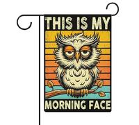 Ceci est mon visage du matin, hibou, drapeaux de jardin, drapeau double face, drapeaux de vacances pour décoration extérieure 12,6 x 18,5 pouces