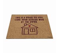 Ceci Est Une Maison De Dieu, Laissez Vos Voies Diaboliques À La Porte Paillasson D'Entree Doux Paillasson De Bienvenue Antidérapant Tapis De Bain pour Intérieur Bain D'Entrée 40X60Cm