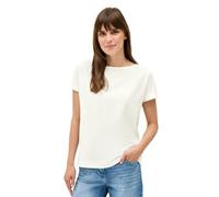 Cecil 3226755 T-Shirt structuré de Couleur Unie, Vanilla White, S Femmes