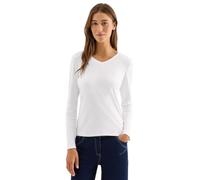 Cecil 3227271 T-Shirt à Manches Longues et col en V, Blanc, M Femmes