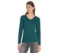 Cecil 3227271 T-Shirt à Manches Longues et col en V, Dark Sea Green, S Femmes