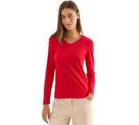 Cecil 3227271 T-Shirt à Manches Longues et col en V, Rouge Fiery, M Femmes