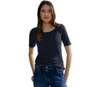 Cecil B317515 T-Shirt Basique en Coton, Bleu Universel, M Femme