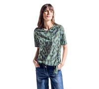 Cecil B321129 AOP Burnout Rounded V-Neck_Ayt, Kaki Fort, M Femme, Strong Khaki, M Women's