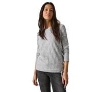 Cecil B321895 EOS_Cosy T-Shirt côtelé, Gris Silex mélangé, L Femmes