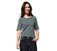 Cecil B322913 T-Shirt à Rayures, Kaki Ardoise, M Femmes