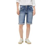 Cecil B379413 Short en Jean Coupe ajustée, Mid Blue Used Wash, 27W Femme