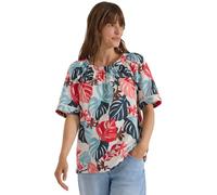 Cecil Chemisier Carmen à Manches Courtes et imprimé Feuilles, albâtre Clair, Blanc, Taille S
