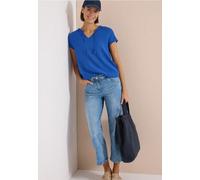 Cecil Femme Blouse à manches courtes avec mélange de structures in Bleu, Gr: M