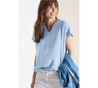 Cecil Femme Blouse à manches courtes avec mélange de structures in Bleu, Gr: M